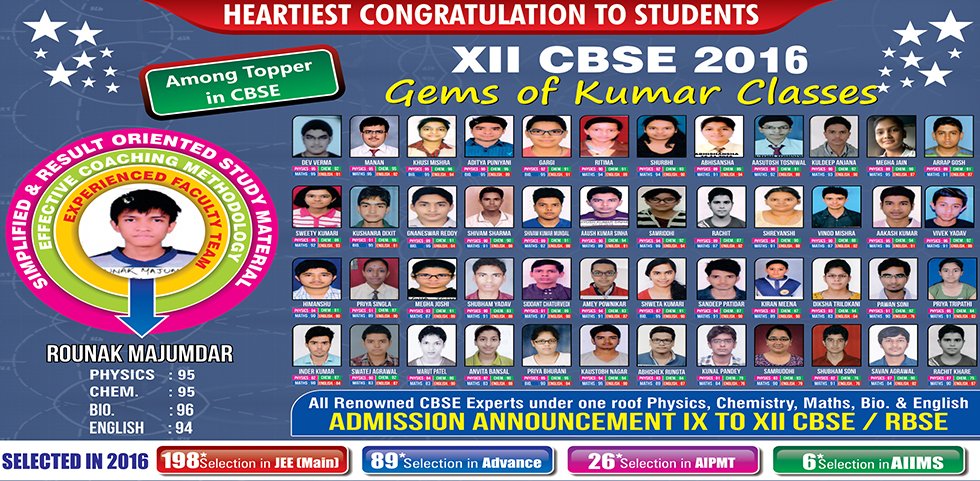 Kumar Classes result 2016